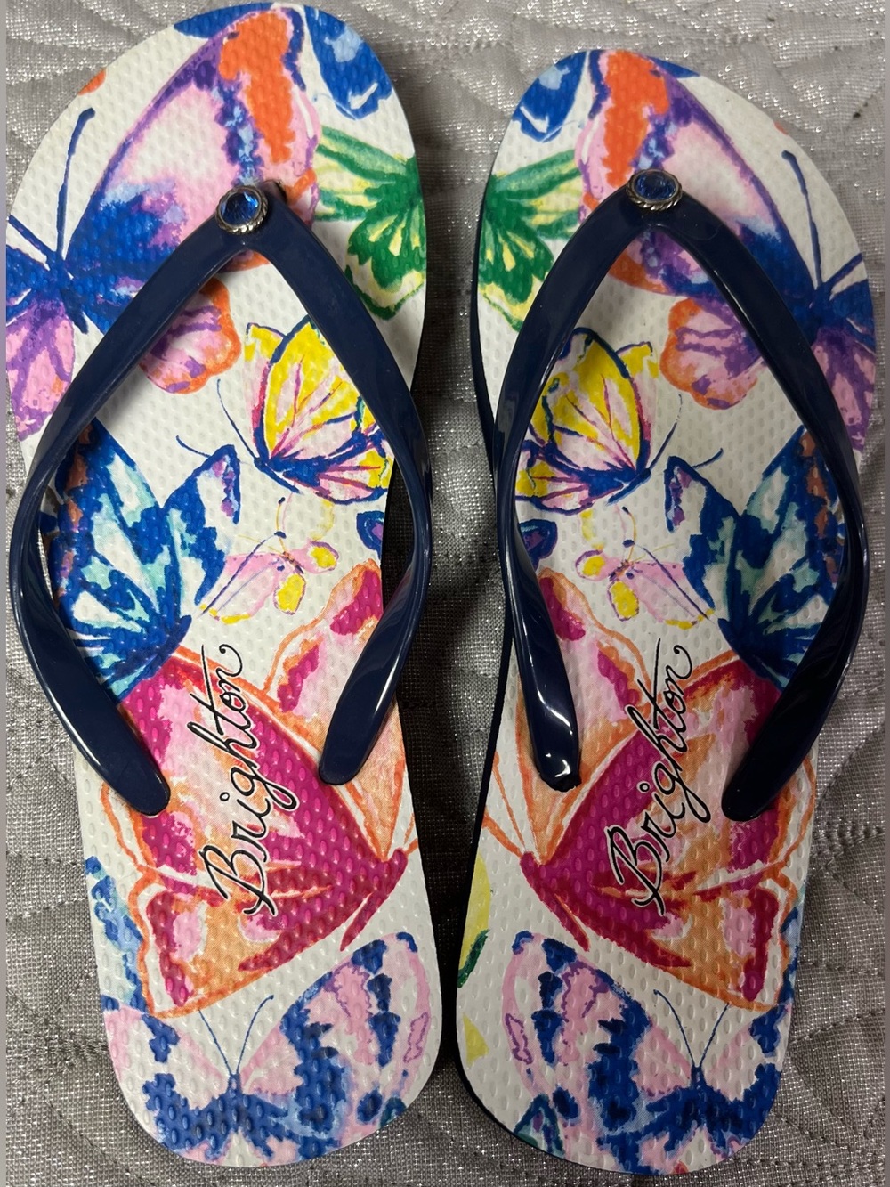 Brighton Women's Flight Ink Butterfly Flip Flop Thong Sandals Size 6
